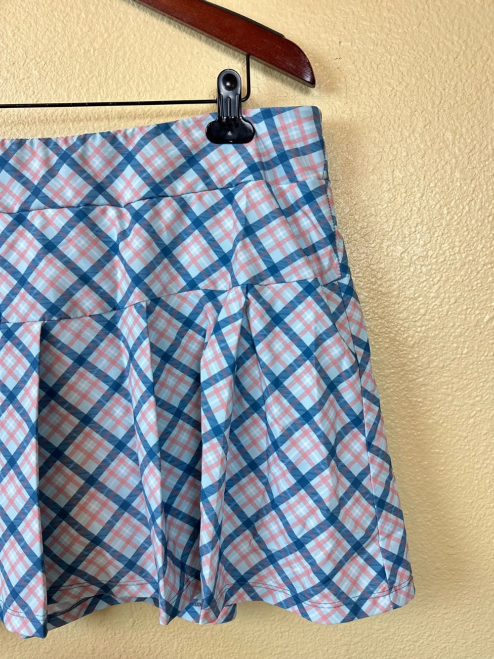 Kyodan Golf Athletic Skirt Plaid A-Line Shorts Attached Pleated Blue XL Pocket - Picture 2 of 6